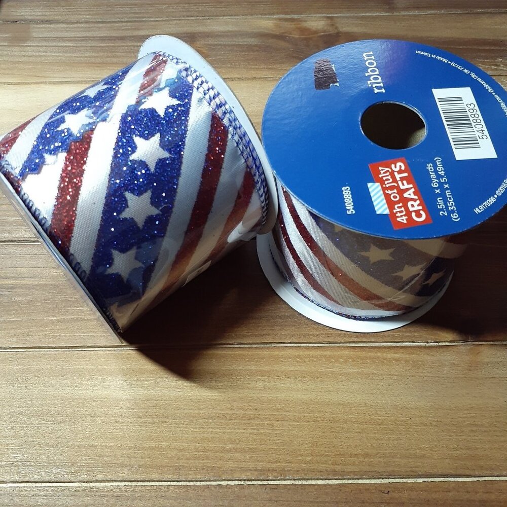 Patriotic Wired Ribbon Holiday Christmas Voting Election 2 Rolls 6yds
